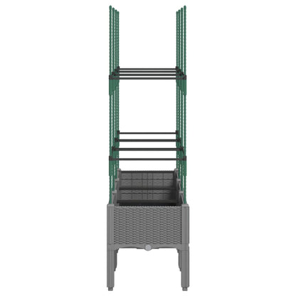 vidaXL Garden Planter with Trellis Light Grey 120x40x142.5 cm PP 4