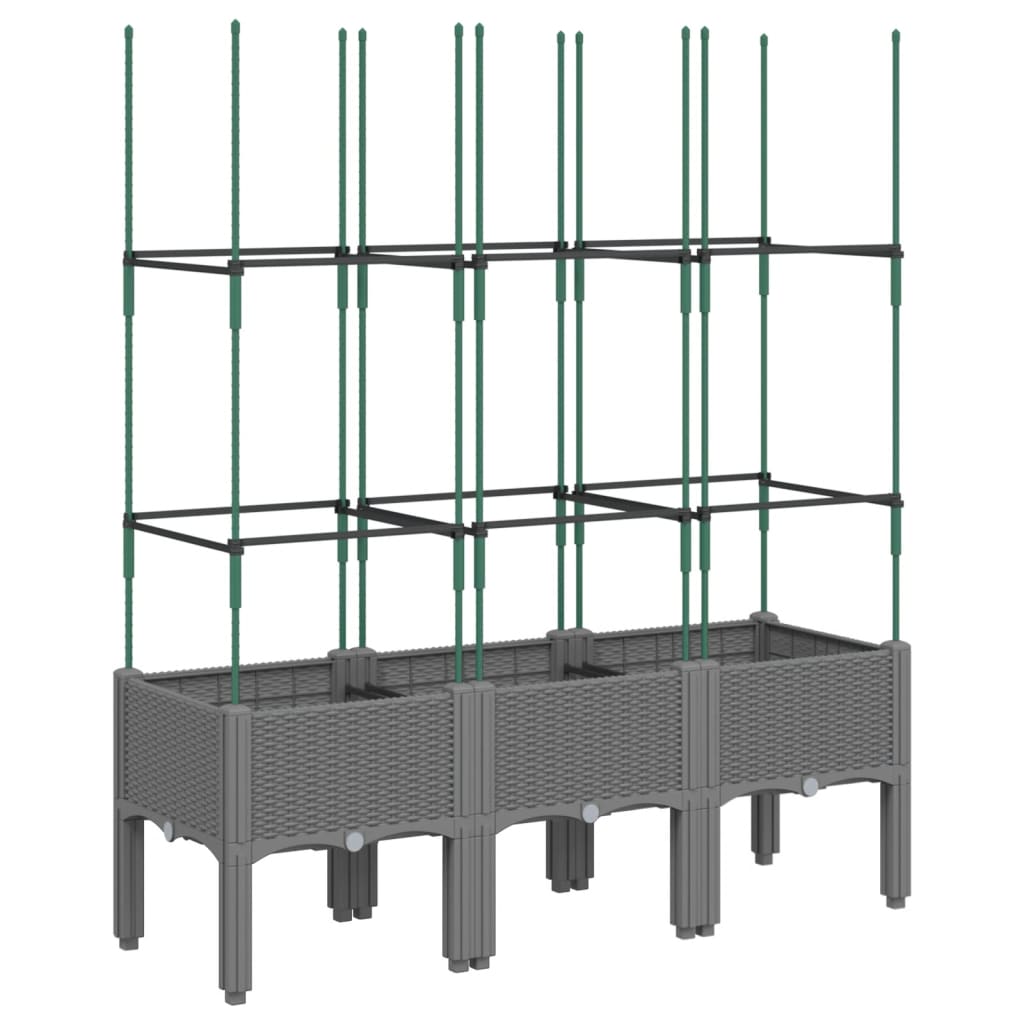 vidaXL Garden Planter with Trellis Light Grey 120x40x142.5 cm PP 5