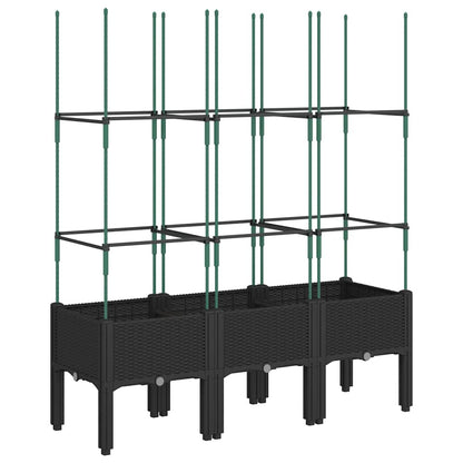 vidaXL Garden Planter with Trellis Black 120x40x142.5 cm PP 2