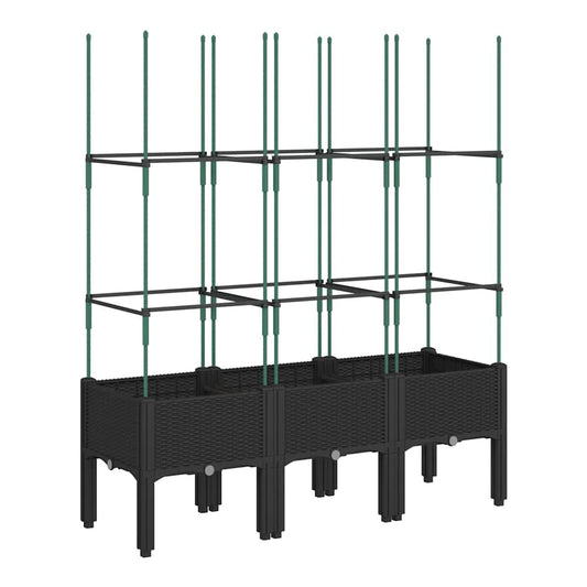 Garden Planter with Trellis 80x40x142,5 cm PP Depth 40 cm Black 120 cm