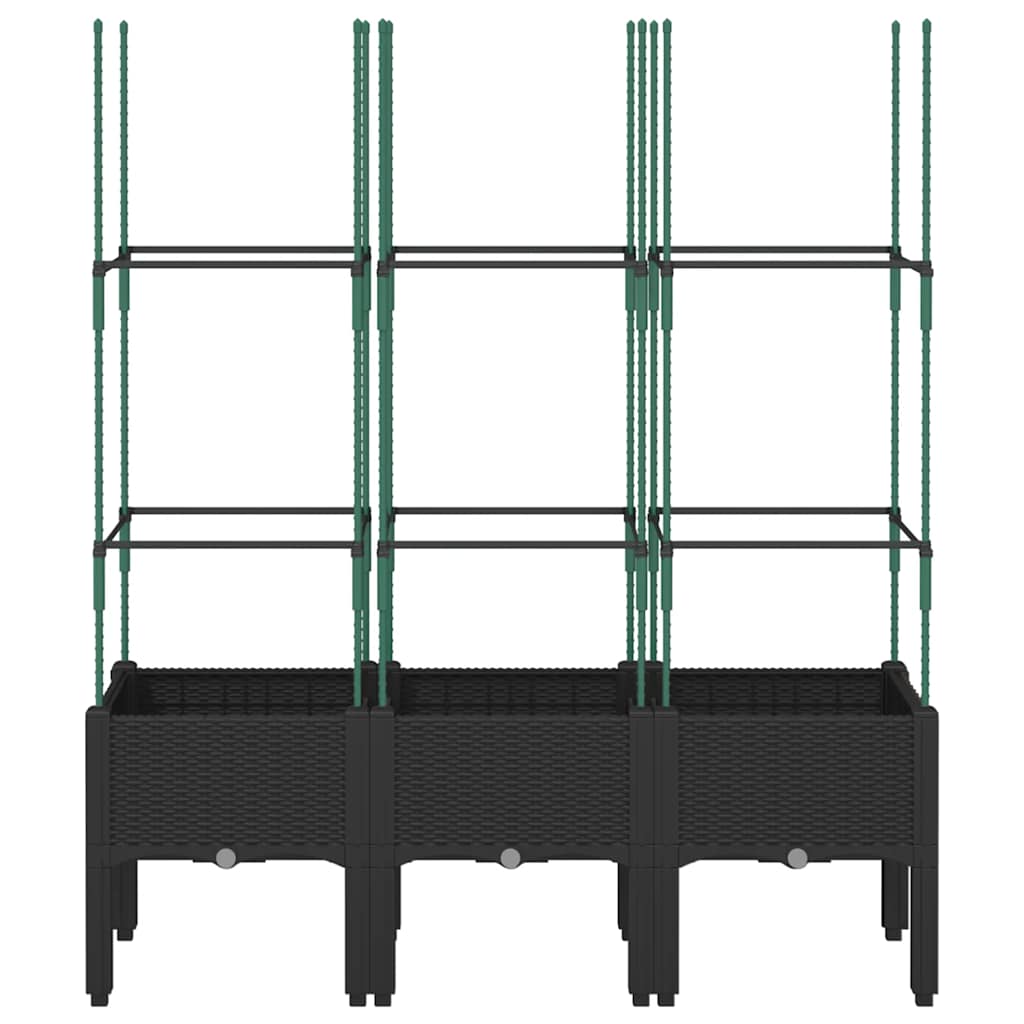 vidaXL Garden Planter with Trellis Black 120x40x142.5 cm PP 3