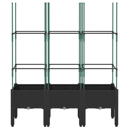 vidaXL Garden Planter with Trellis Black 120x40x142.5 cm PP 3