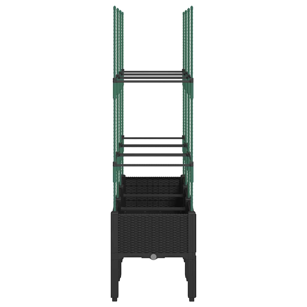 vidaXL Garden Planter with Trellis Black 120x40x142.5 cm PP 4