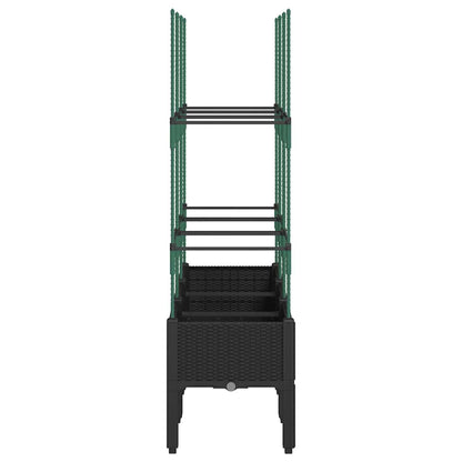 vidaXL Garden Planter with Trellis Black 120x40x142.5 cm PP 4
