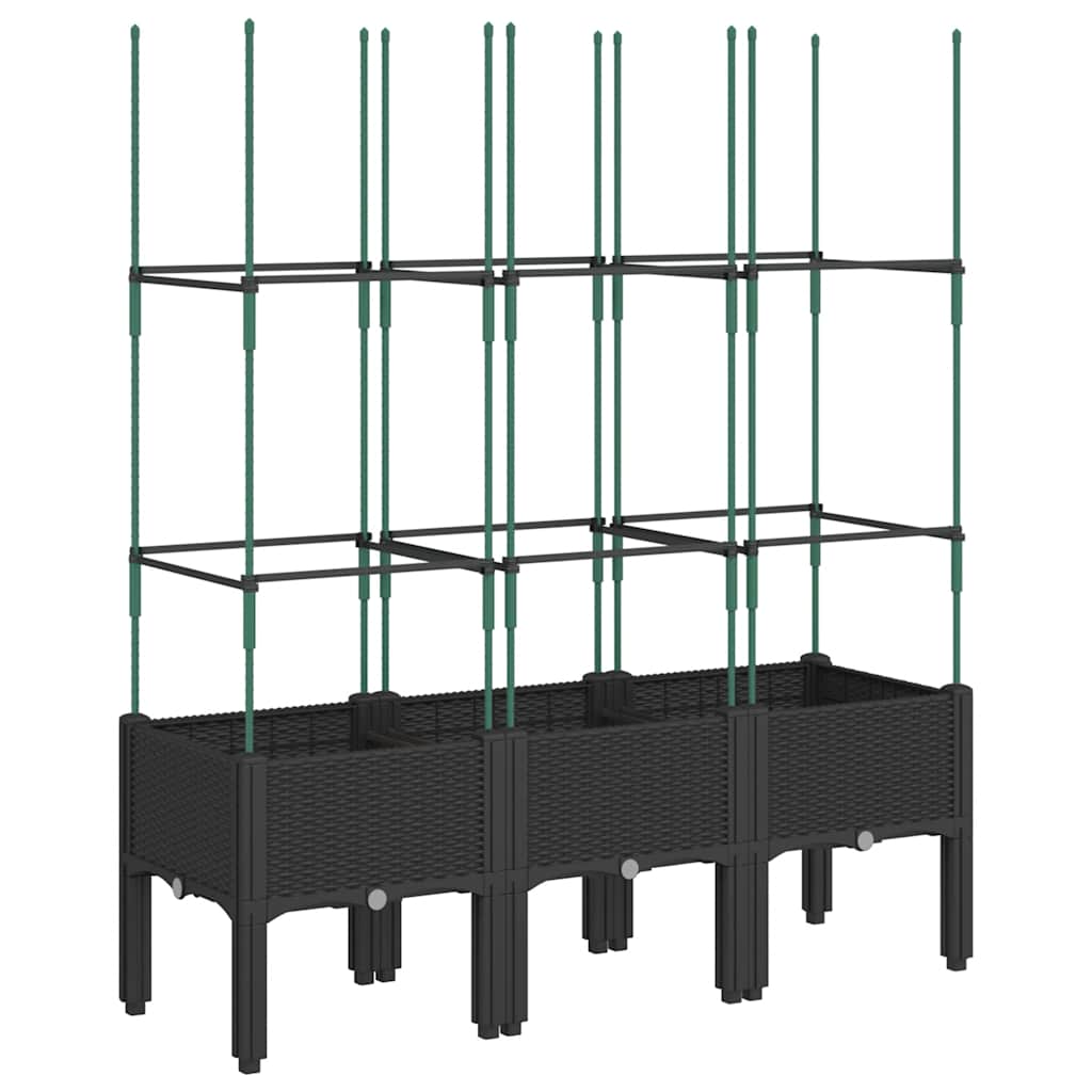 vidaXL Garden Planter with Trellis Black 120x40x142.5 cm PP 5