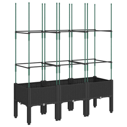 vidaXL Garden Planter with Trellis Black 120x40x142.5 cm PP 5