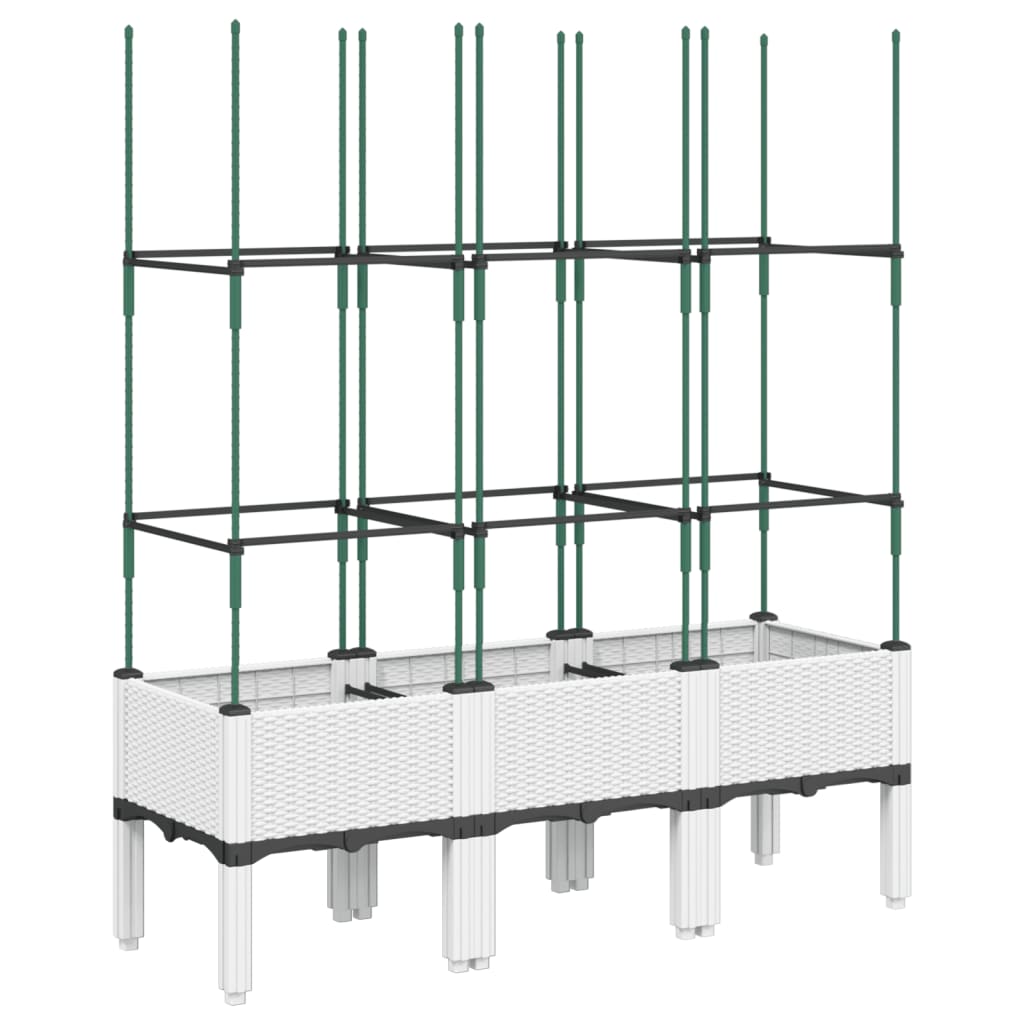 vidaXL Garden Planter with Trellis White 120x40x142.5 cm PP 2