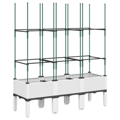 vidaXL Garden Planter with Trellis White 120x40x142.5 cm PP 2
