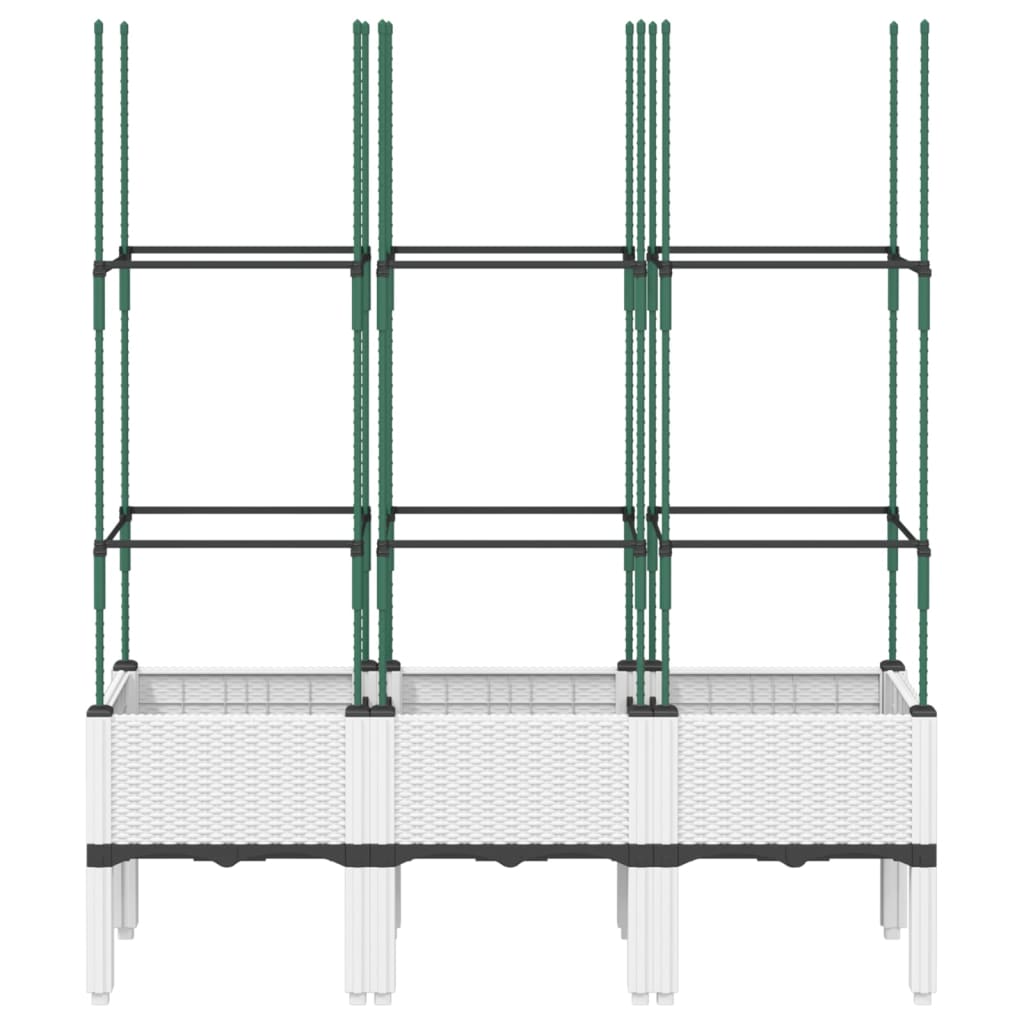 vidaXL Garden Planter with Trellis White 120x40x142.5 cm PP 3