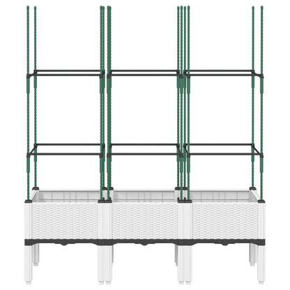vidaXL Garden Planter with Trellis White 120x40x142.5 cm PP 3