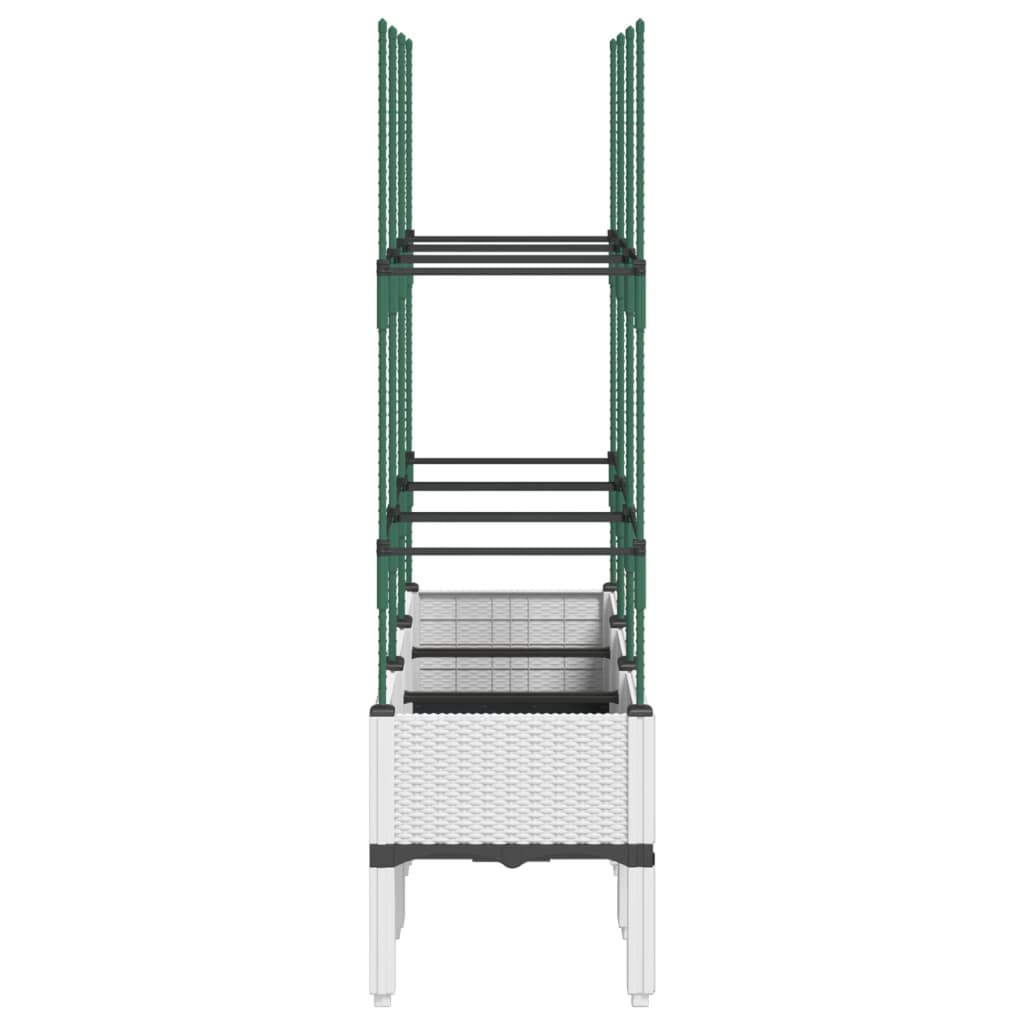 vidaXL Garden Planter with Trellis White 120x40x142.5 cm PP 4