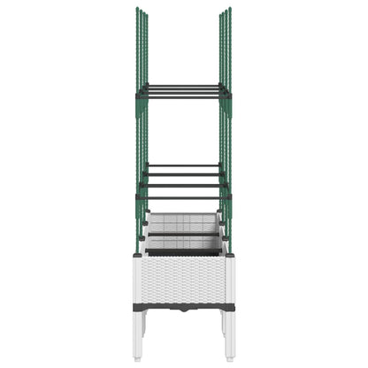 vidaXL Garden Planter with Trellis White 120x40x142.5 cm PP 4