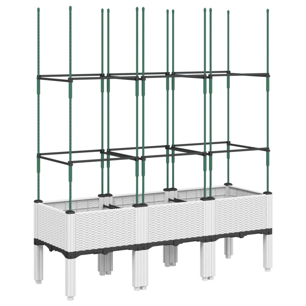 vidaXL Garden Planter with Trellis White 120x40x142.5 cm PP 5