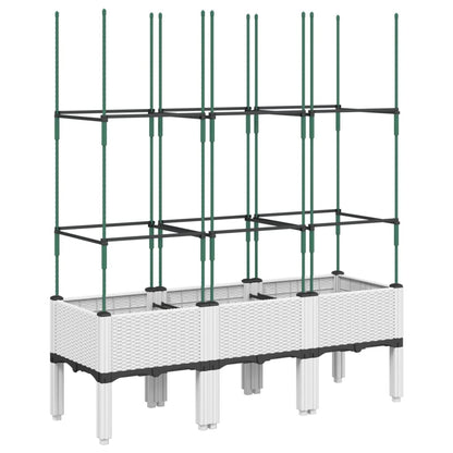 vidaXL Garden Planter with Trellis White 120x40x142.5 cm PP 5