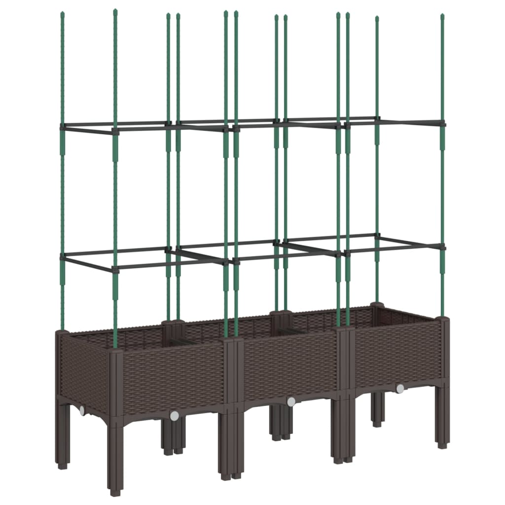 vidaXL Garden Planter with Trellis Brown 120x40x142.5 cm PP 2