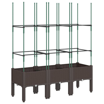 vidaXL Garden Planter with Trellis Brown 120x40x142.5 cm PP 2