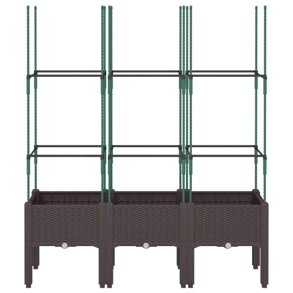 vidaXL Garden Planter with Trellis Brown 120x40x142.5 cm PP 3