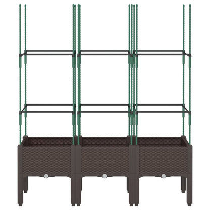 vidaXL Garden Planter with Trellis Brown 120x40x142.5 cm PP 3