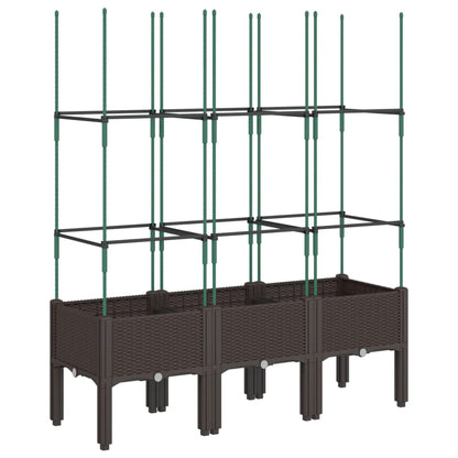 vidaXL Garden Planter with Trellis Brown 120x40x142.5 cm PP 5