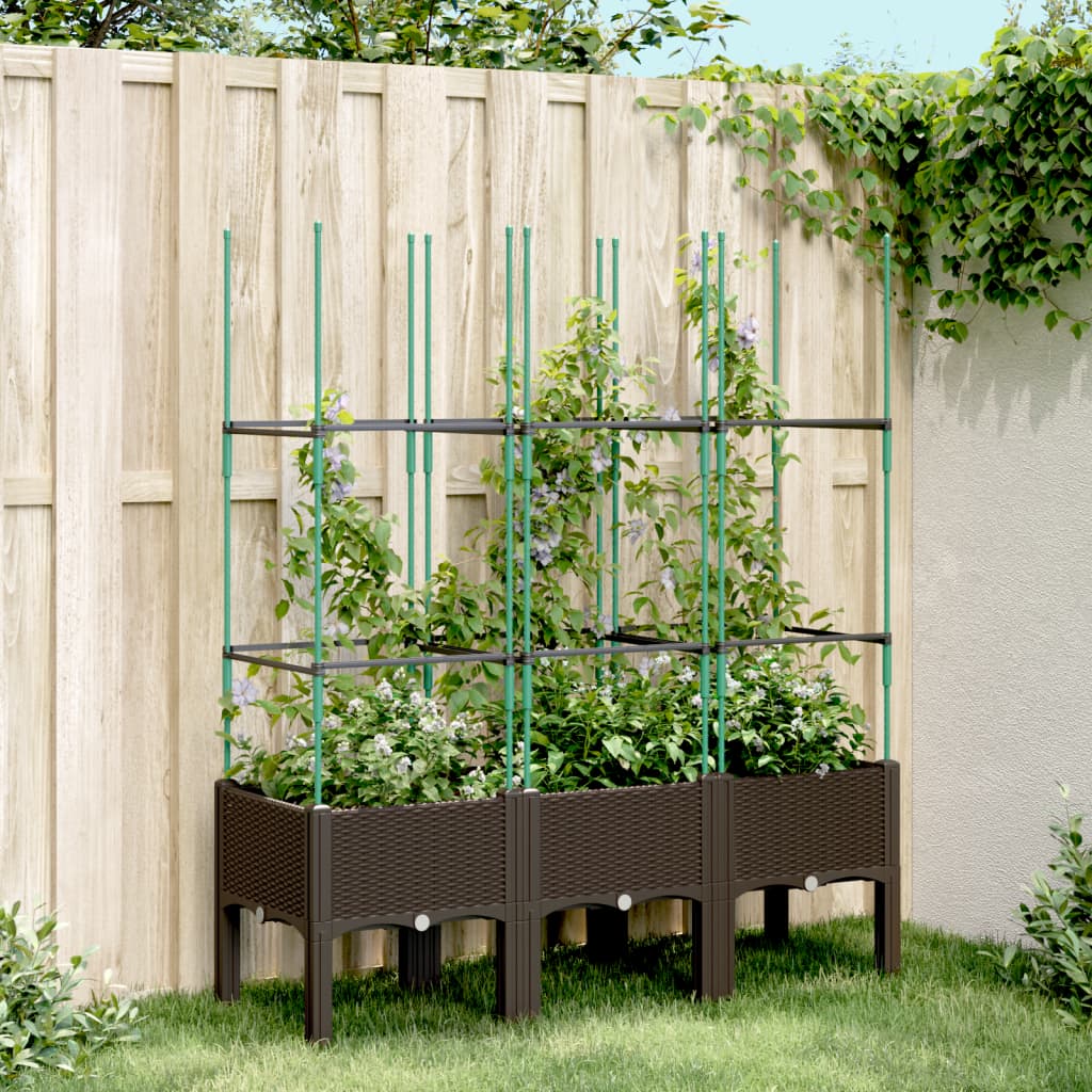 vidaXL Garden Planter with Trellis Brown 120x40x142.5 cm PP 1