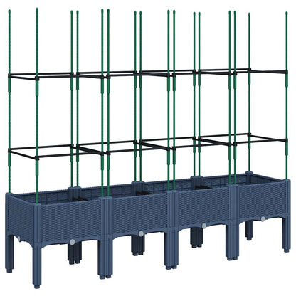 vidaXL Garden Planter with Trellis Blue Grey 160x40x142.5 cm PP 2