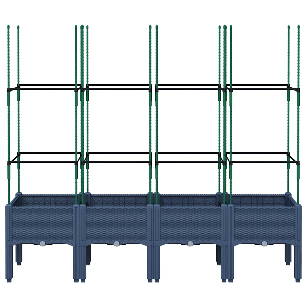 vidaXL Garden Planter with Trellis Blue Grey 160x40x142.5 cm PP 3