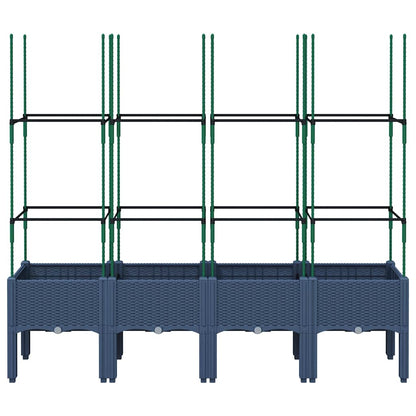 vidaXL Garden Planter with Trellis Blue Grey 160x40x142.5 cm PP 3