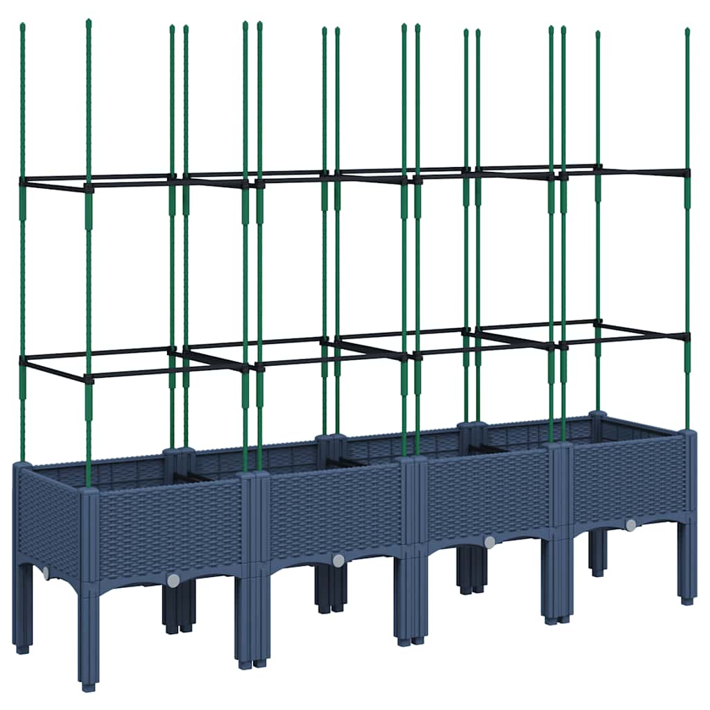 vidaXL Garden Planter with Trellis Blue Grey 160x40x142.5 cm PP 5
