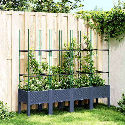 vidaXL Garden Planter with Trellis Blue Grey 160x40x142.5 cm PP 1