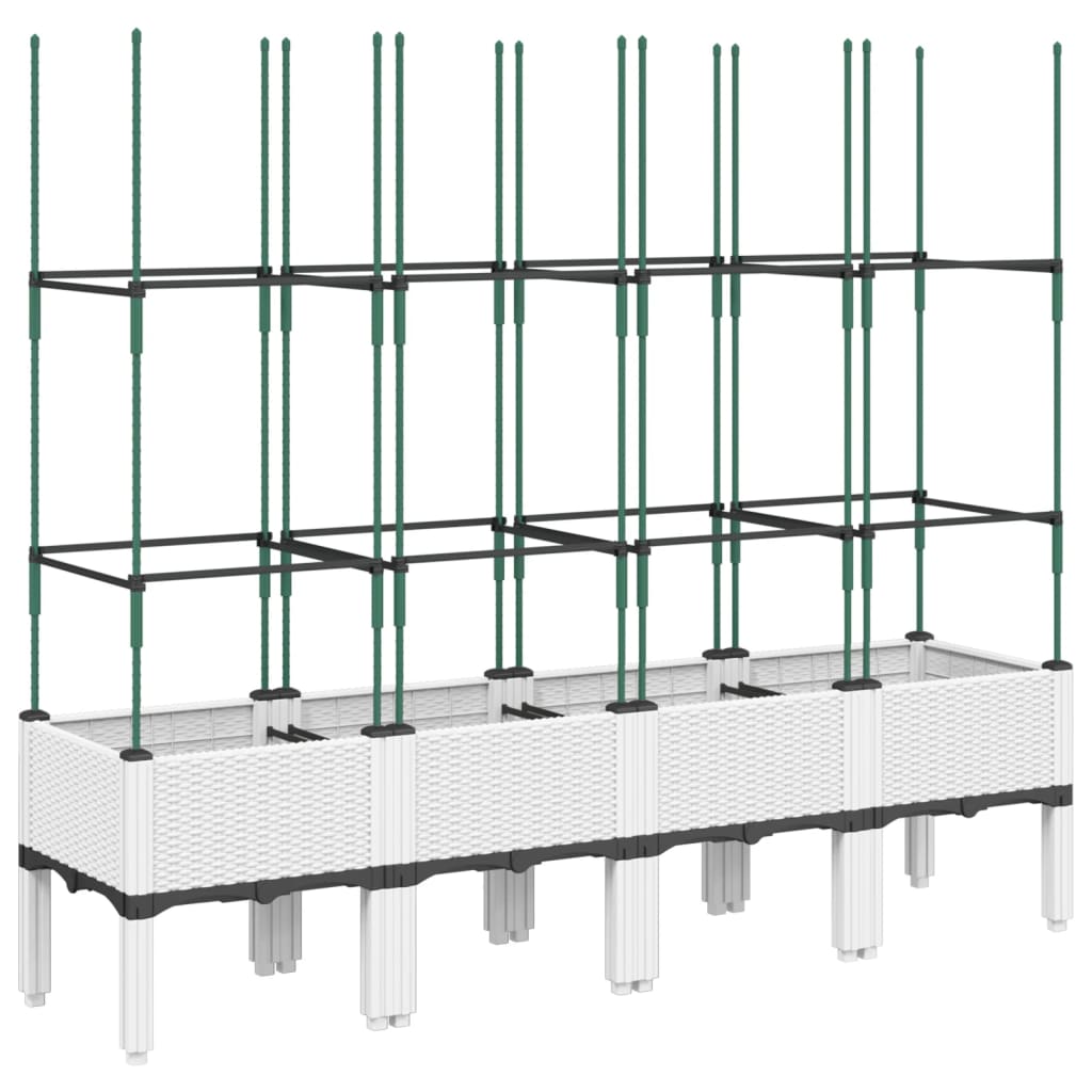 vidaXL Garden Planter with Trellis White 160x40x142,5 cm PP 2