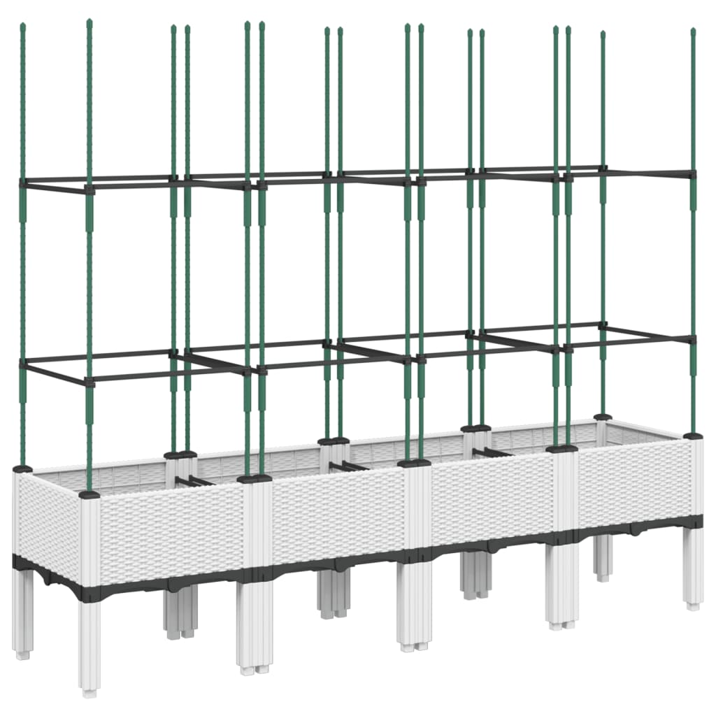 vidaXL Garden Planter with Trellis White 160x40x142,5 cm PP 4
