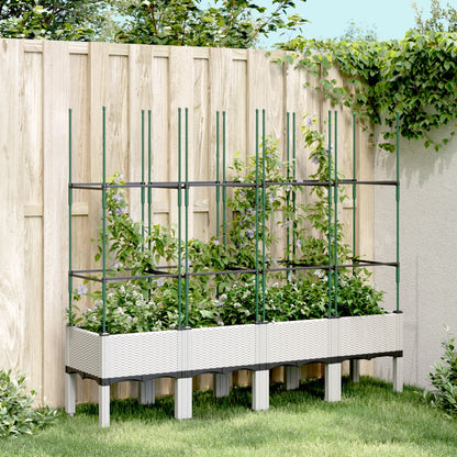 vidaXL Garden Planter with Trellis White 160x40x142,5 cm PP 1