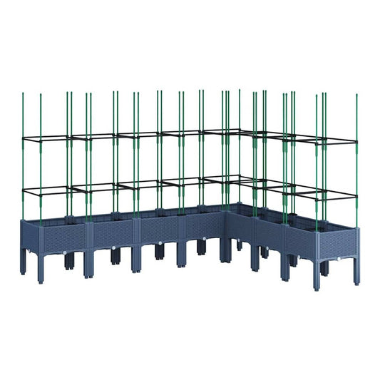 Garden Planter with Trellis 200x160x142.5 cm PP Blue grey