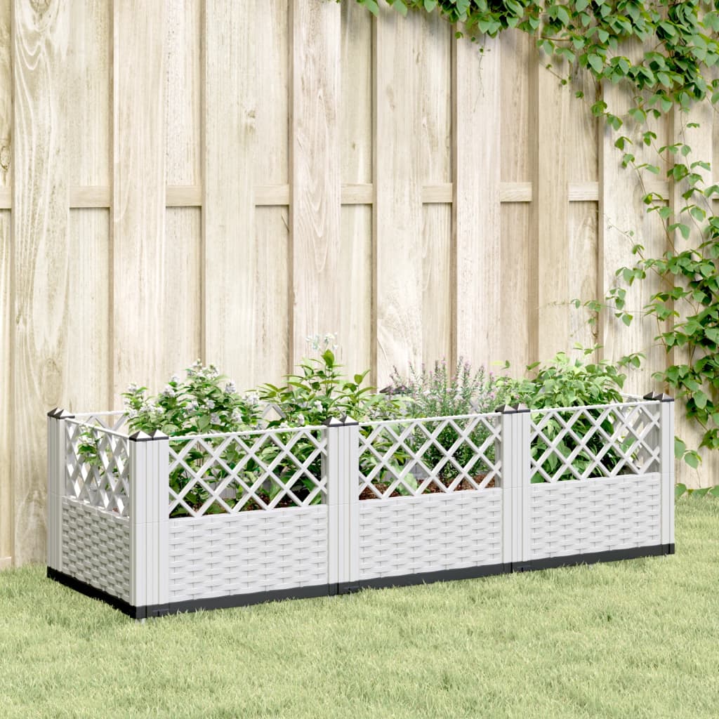 vidaXL Garden Planter | White | Polypropylene | Large | Modular | Garden Planter 1