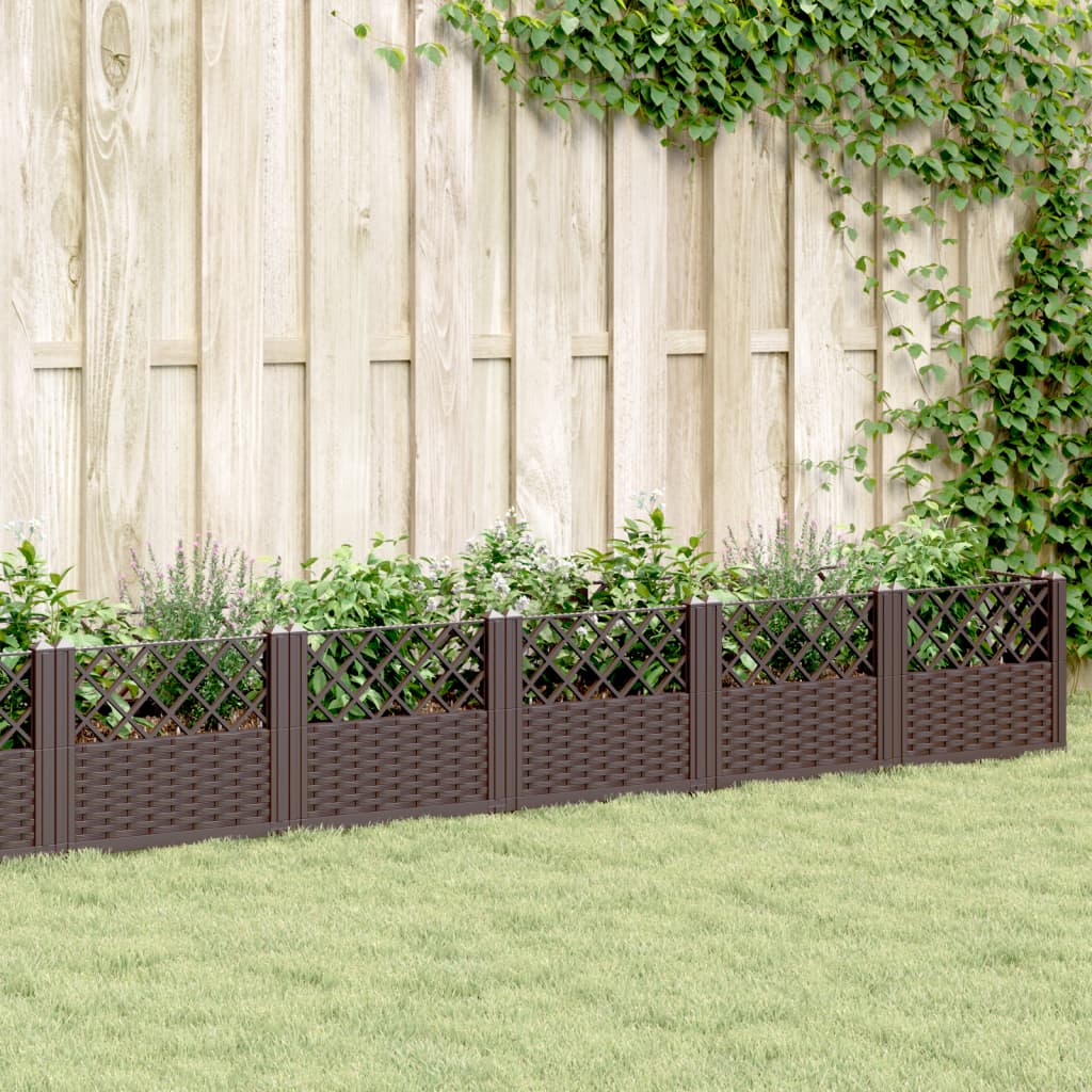 Garden Planter with Pegs 43.5x43.5x43.5 cm PP Brown 363.5 cm