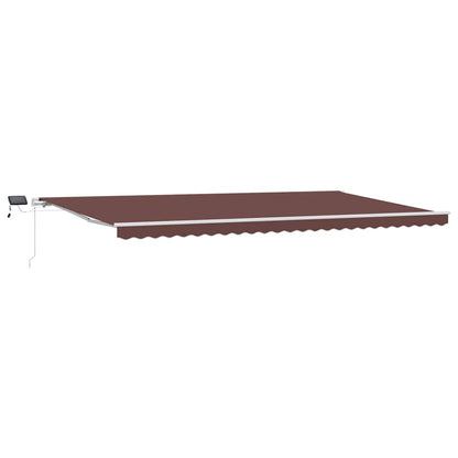 Manual Awning with Solar LED 6 x 3 m 100% Polyester with White Frame Drop 300 cm Width 600 cm Brown