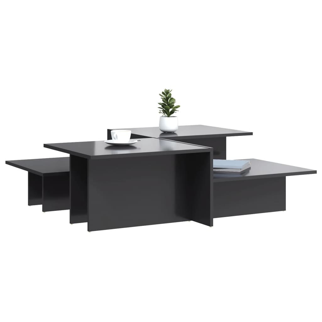 vidaXL Coffee Tables 2 pcs High Gloss Grey Engineered Wood 3