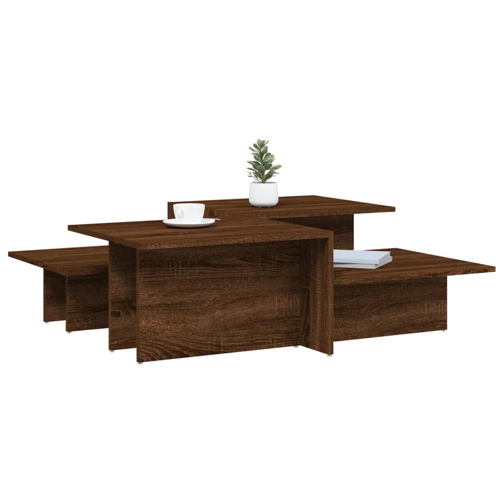 vidaXL Coffee Tables 2 pcs Brown Oak Engineered Wood 3