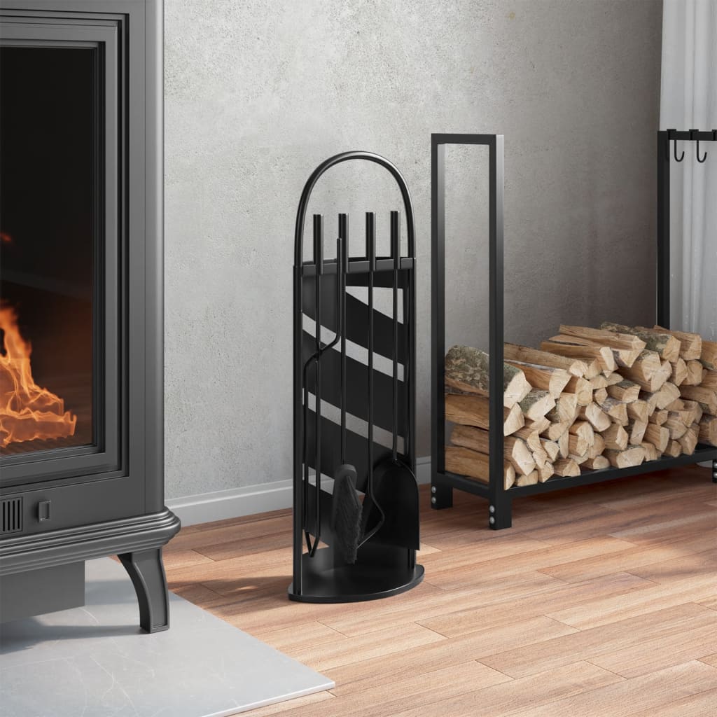 vidaXL 5 Piece Fireplace Tool Set 23x15x66 cm Steel 3