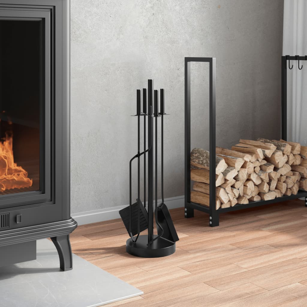 vidaXL 5 Piece Fireplace Tool Set 18x66 cm Steel 3