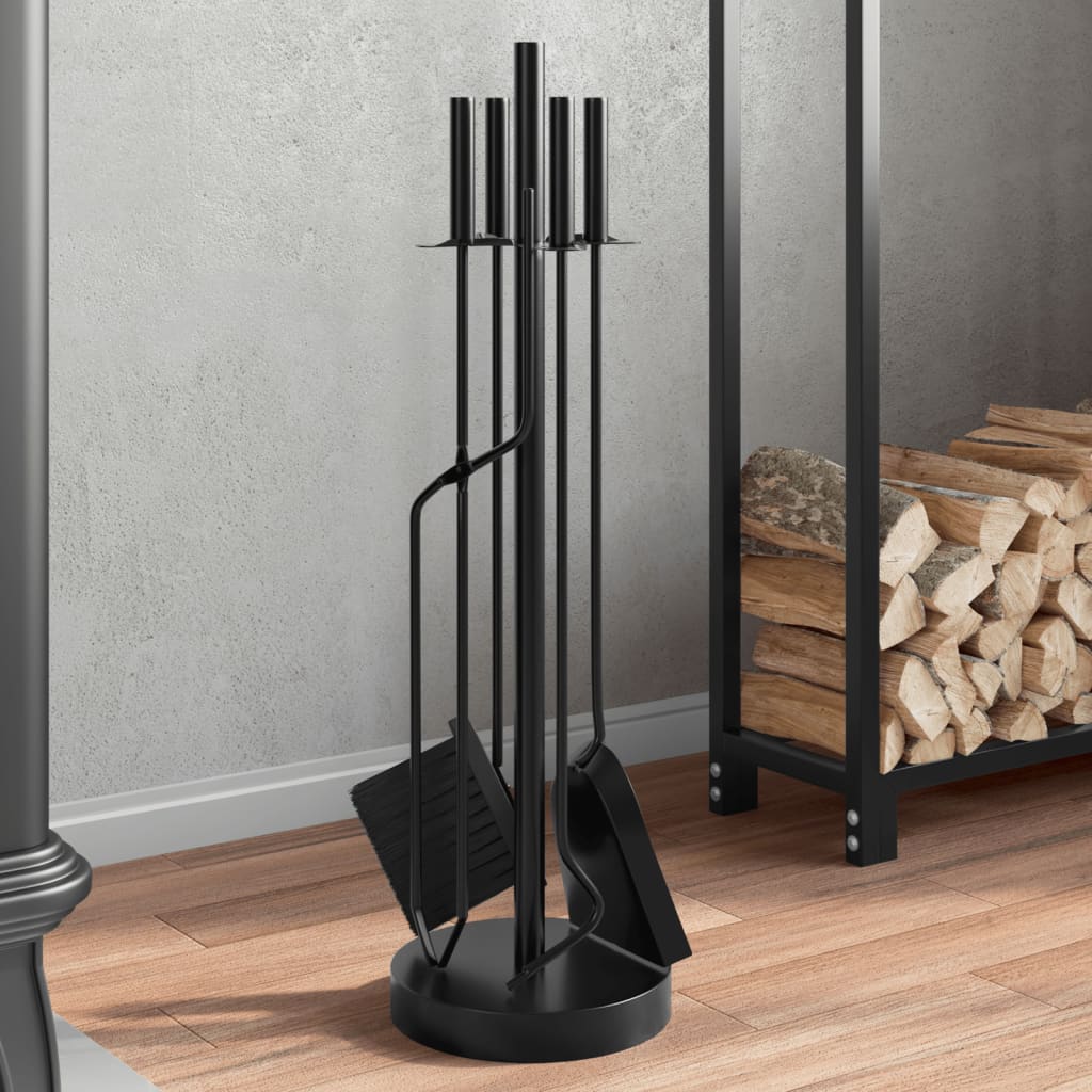 vidaXL 5 Piece Fireplace Tool Set 18x66 cm Steel 1