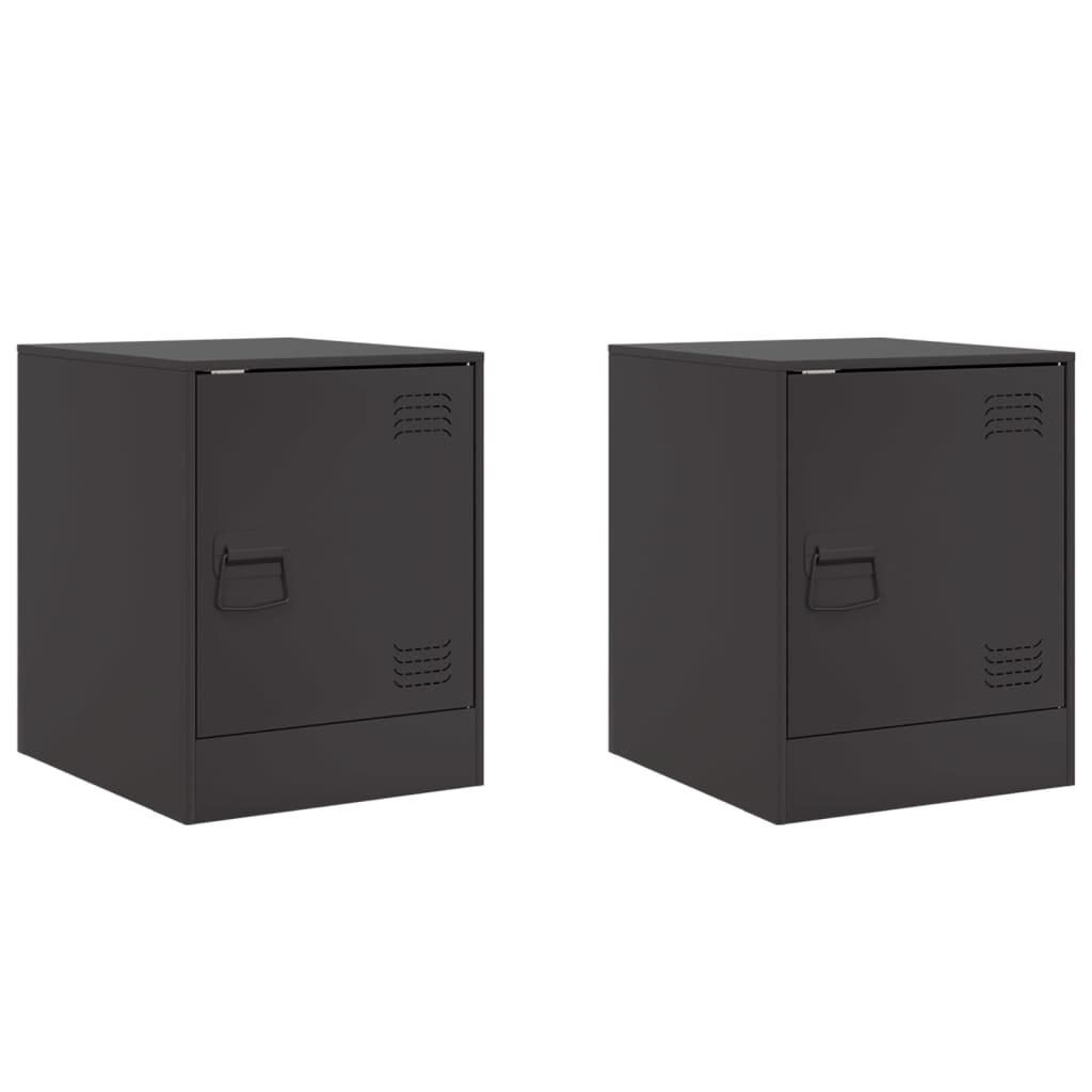 vidaXL Bedside Cabinets 2pcs Black 34.5x39x44 cm Steel 2