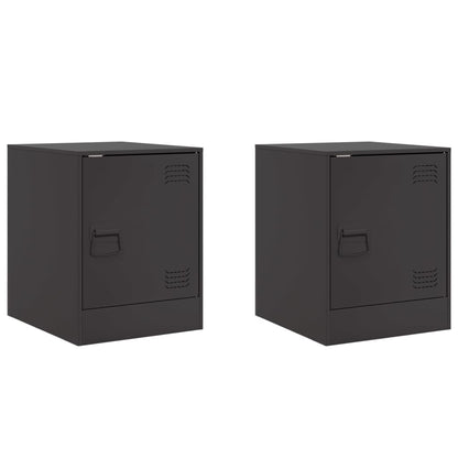 vidaXL Bedside Cabinets 2pcs Black 34.5x39x44 cm Steel 2