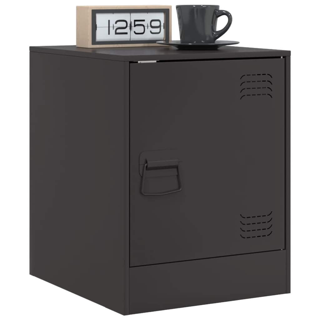 vidaXL Bedside Cabinets 2pcs Black 34.5x39x44 cm Steel 3
