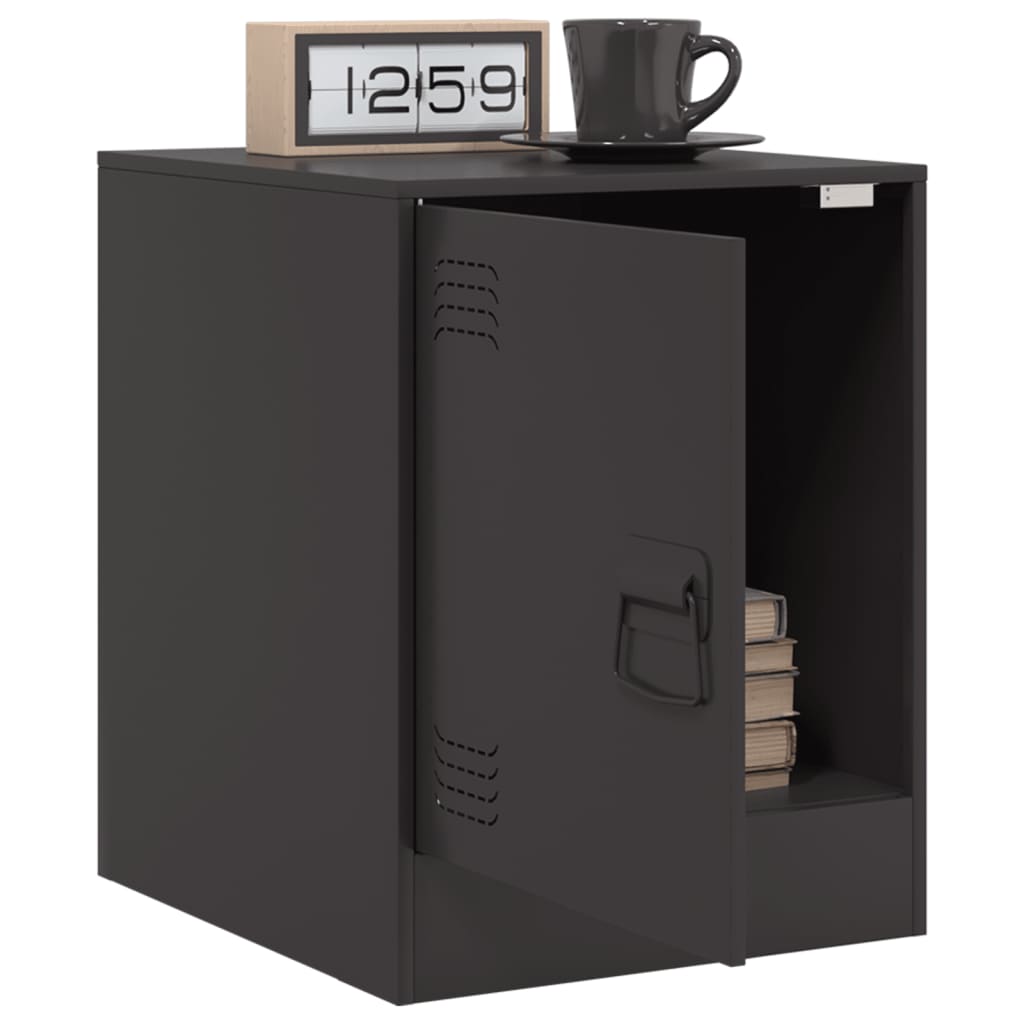 vidaXL Bedside Cabinets 2pcs Black 34.5x39x44 cm Steel 4