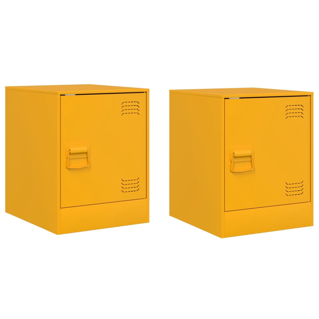 vidaXL Bedside Cabinets 2 pcs Mustard Yellow 34.5x39x44 cm Steel 2