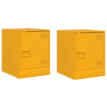vidaXL Bedside Cabinets 2 pcs Mustard Yellow 34.5x39x44 cm Steel 2