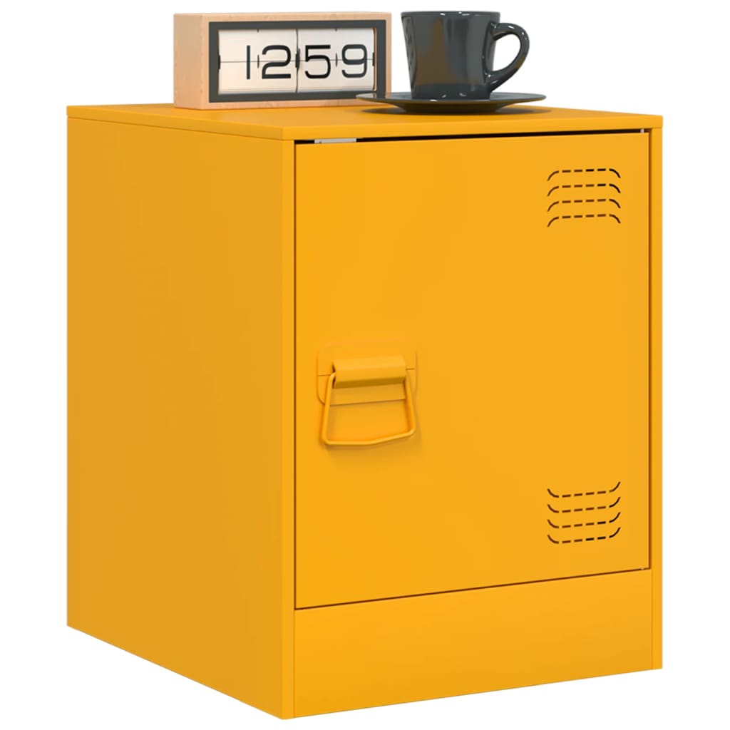 vidaXL Bedside Cabinets 2 pcs Mustard Yellow 34.5x39x44 cm Steel 3