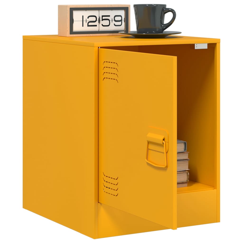 vidaXL Bedside Cabinets 2 pcs Mustard Yellow 34.5x39x44 cm Steel 4