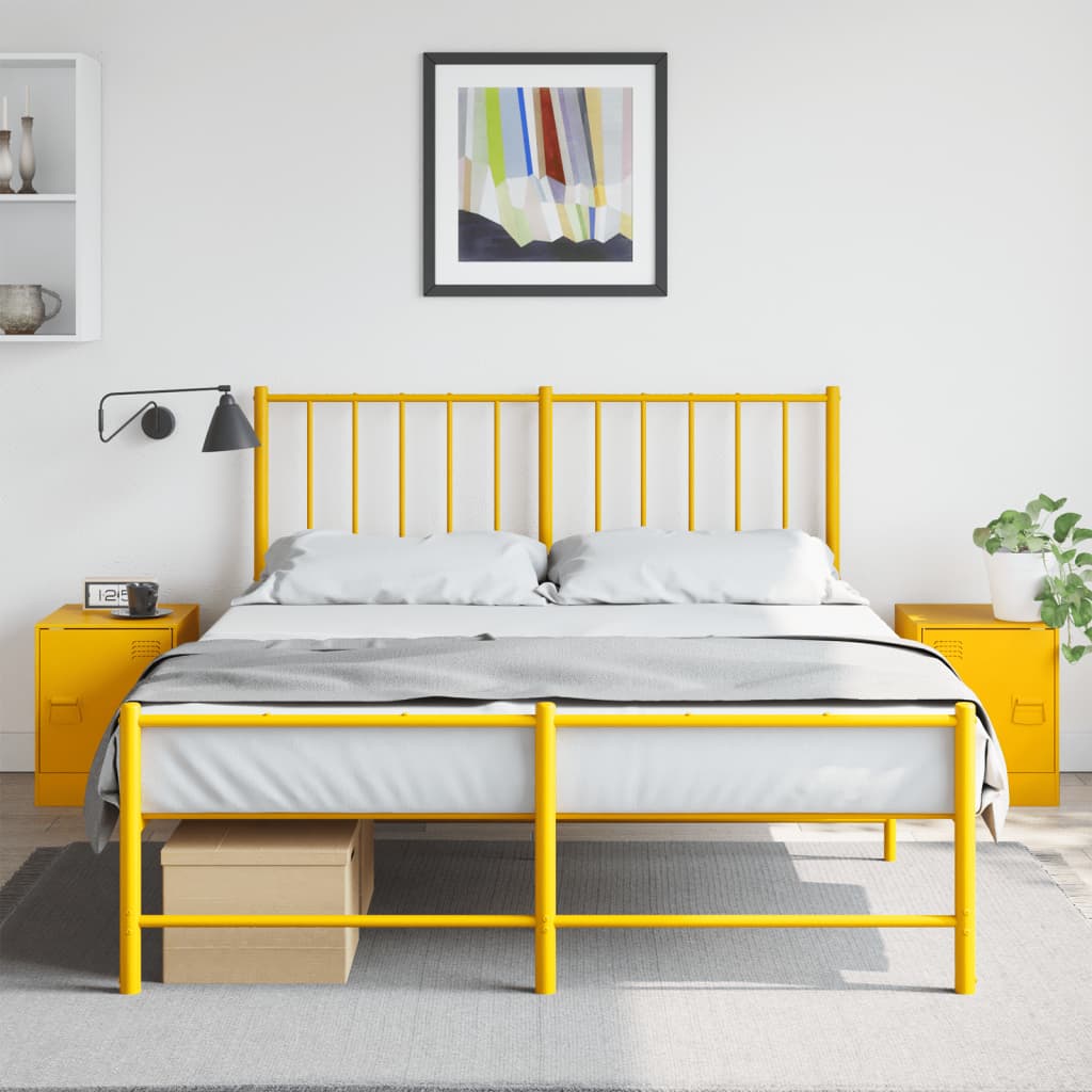 vidaXL Bedside Cabinets 2 pcs Mustard Yellow 34.5x39x44 cm Steel 1